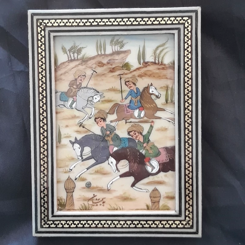 قاب خاتم با نقاشی چوگان