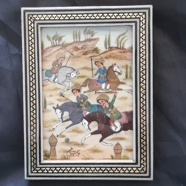 قاب خاتم با نقاشی چوگان